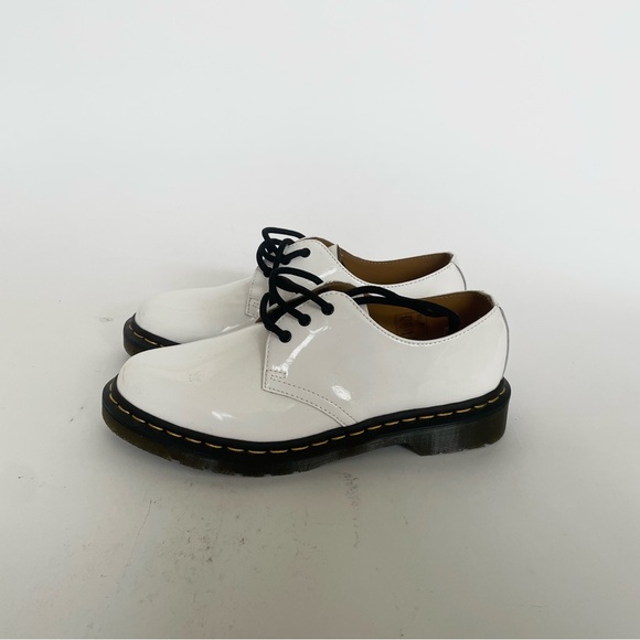 White Patent Leather Dr Martens Shoes - Picture 1 of 4